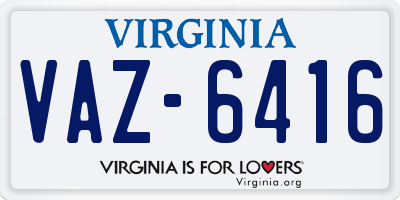 VA license plate VAZ6416