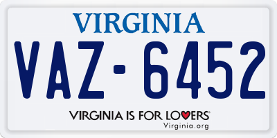 VA license plate VAZ6452