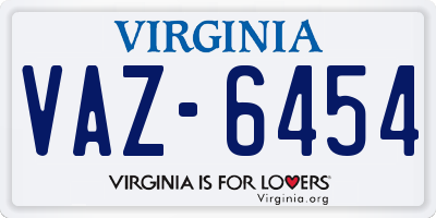 VA license plate VAZ6454
