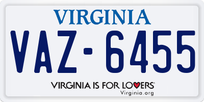 VA license plate VAZ6455