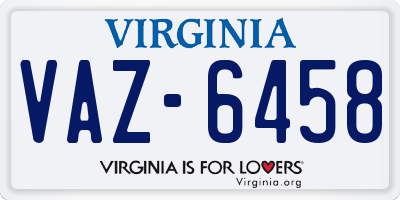 VA license plate VAZ6458