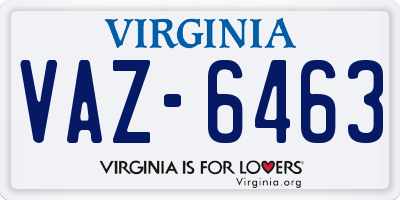 VA license plate VAZ6463