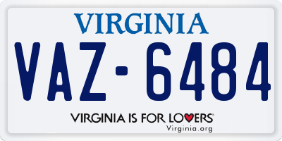 VA license plate VAZ6484