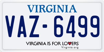 VA license plate VAZ6499