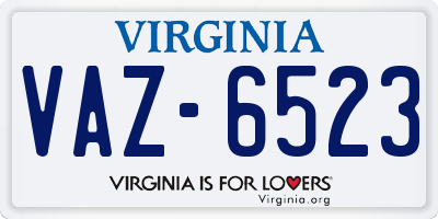 VA license plate VAZ6523