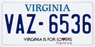 VA license plate VAZ6536