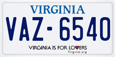 VA license plate VAZ6540