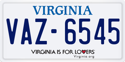 VA license plate VAZ6545
