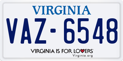 VA license plate VAZ6548