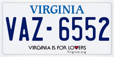 VA license plate VAZ6552