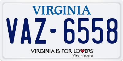 VA license plate VAZ6558