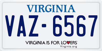 VA license plate VAZ6567