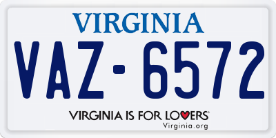 VA license plate VAZ6572