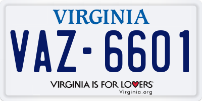 VA license plate VAZ6601