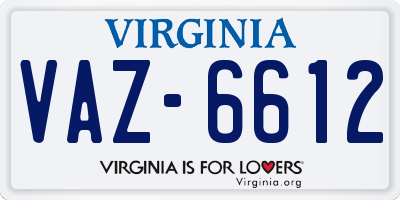 VA license plate VAZ6612