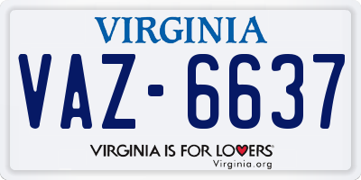 VA license plate VAZ6637