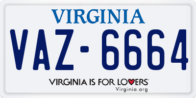 VA license plate VAZ6664