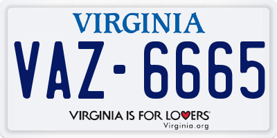 VA license plate VAZ6665