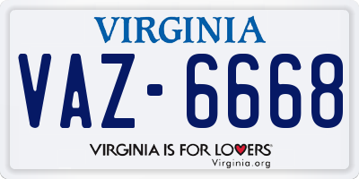 VA license plate VAZ6668