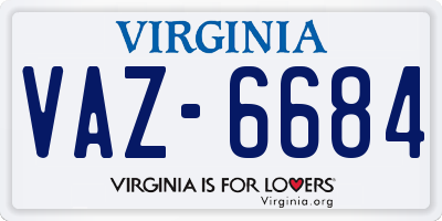 VA license plate VAZ6684