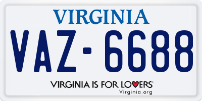 VA license plate VAZ6688