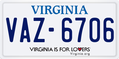 VA license plate VAZ6706