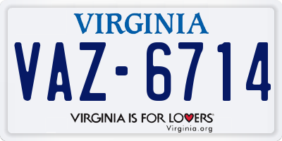 VA license plate VAZ6714