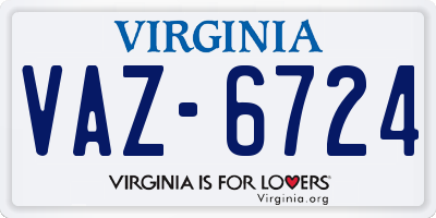 VA license plate VAZ6724