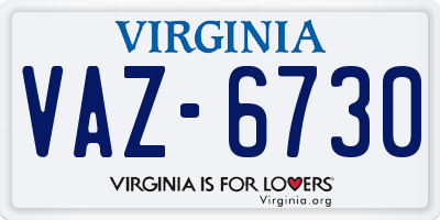 VA license plate VAZ6730