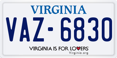 VA license plate VAZ6830
