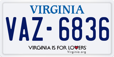 VA license plate VAZ6836