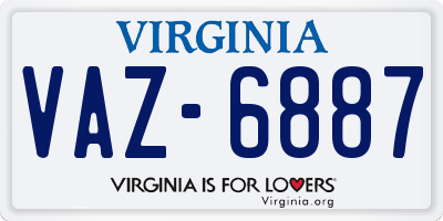 VA license plate VAZ6887