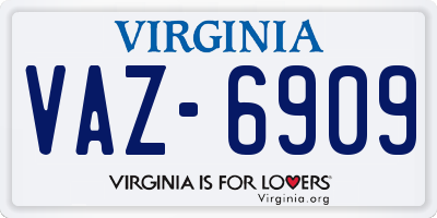 VA license plate VAZ6909