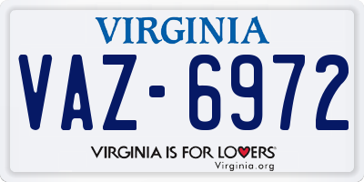 VA license plate VAZ6972