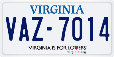 VA license plate VAZ7014