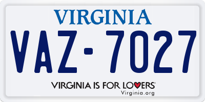 VA license plate VAZ7027