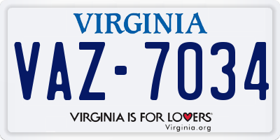 VA license plate VAZ7034