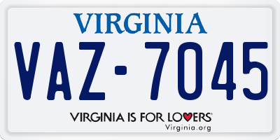 VA license plate VAZ7045