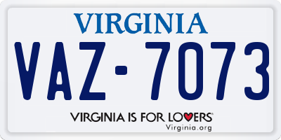 VA license plate VAZ7073