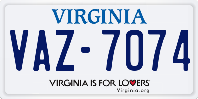 VA license plate VAZ7074
