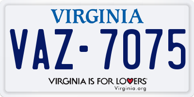 VA license plate VAZ7075