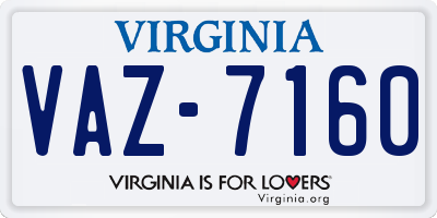 VA license plate VAZ7160