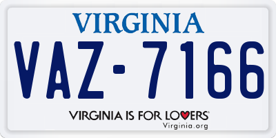 VA license plate VAZ7166