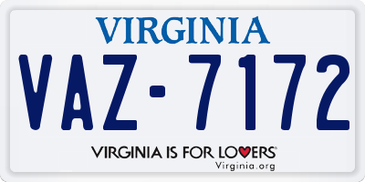 VA license plate VAZ7172