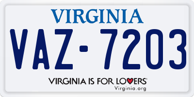 VA license plate VAZ7203