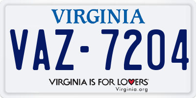 VA license plate VAZ7204