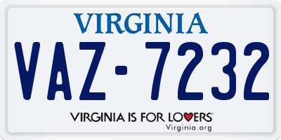 VA license plate VAZ7232
