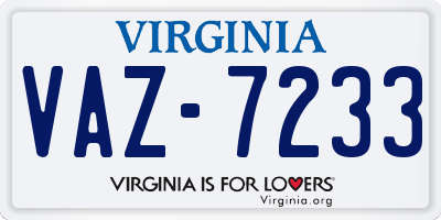 VA license plate VAZ7233