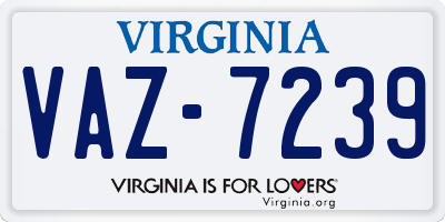 VA license plate VAZ7239