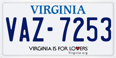 VA license plate VAZ7253